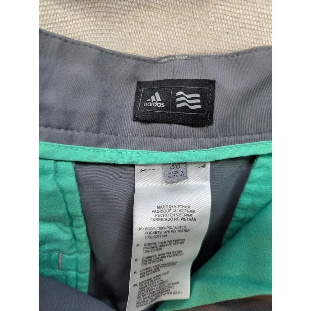 Adidas Golf Shorts Mens 30 Gray Performance 3 Stripe Flat Front‎ Athletic Casual